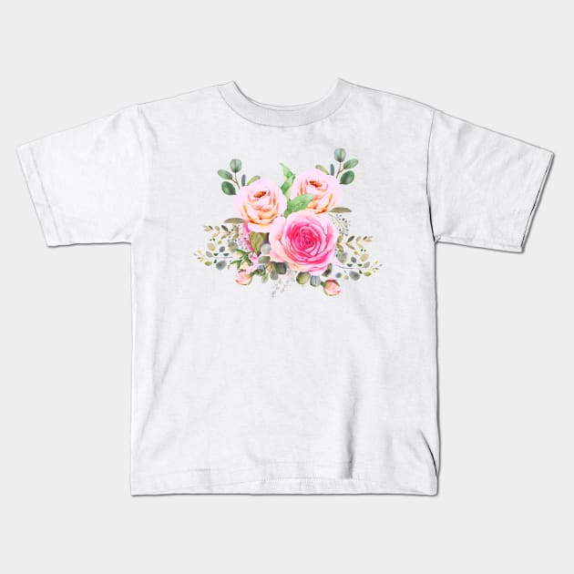 Pink Roses In Bloom Kids T-Shirt by After Daylight Project